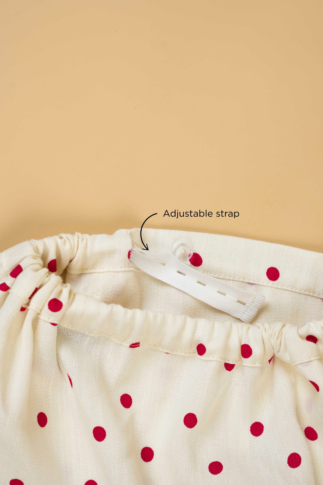 Safiyyah Kids Kurung in Cream with Red Polka