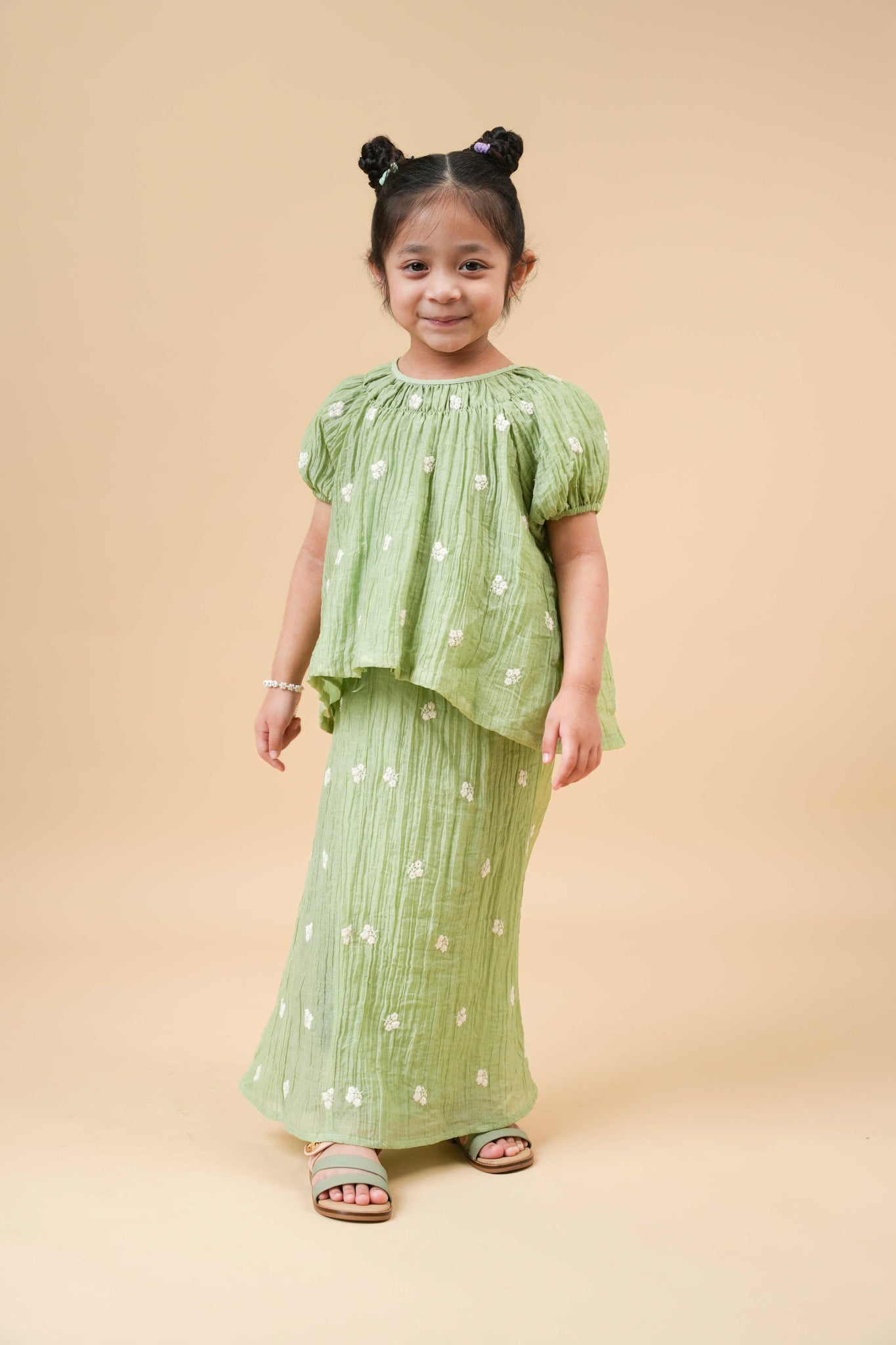 Ayra kids modern kurung in Mint Green