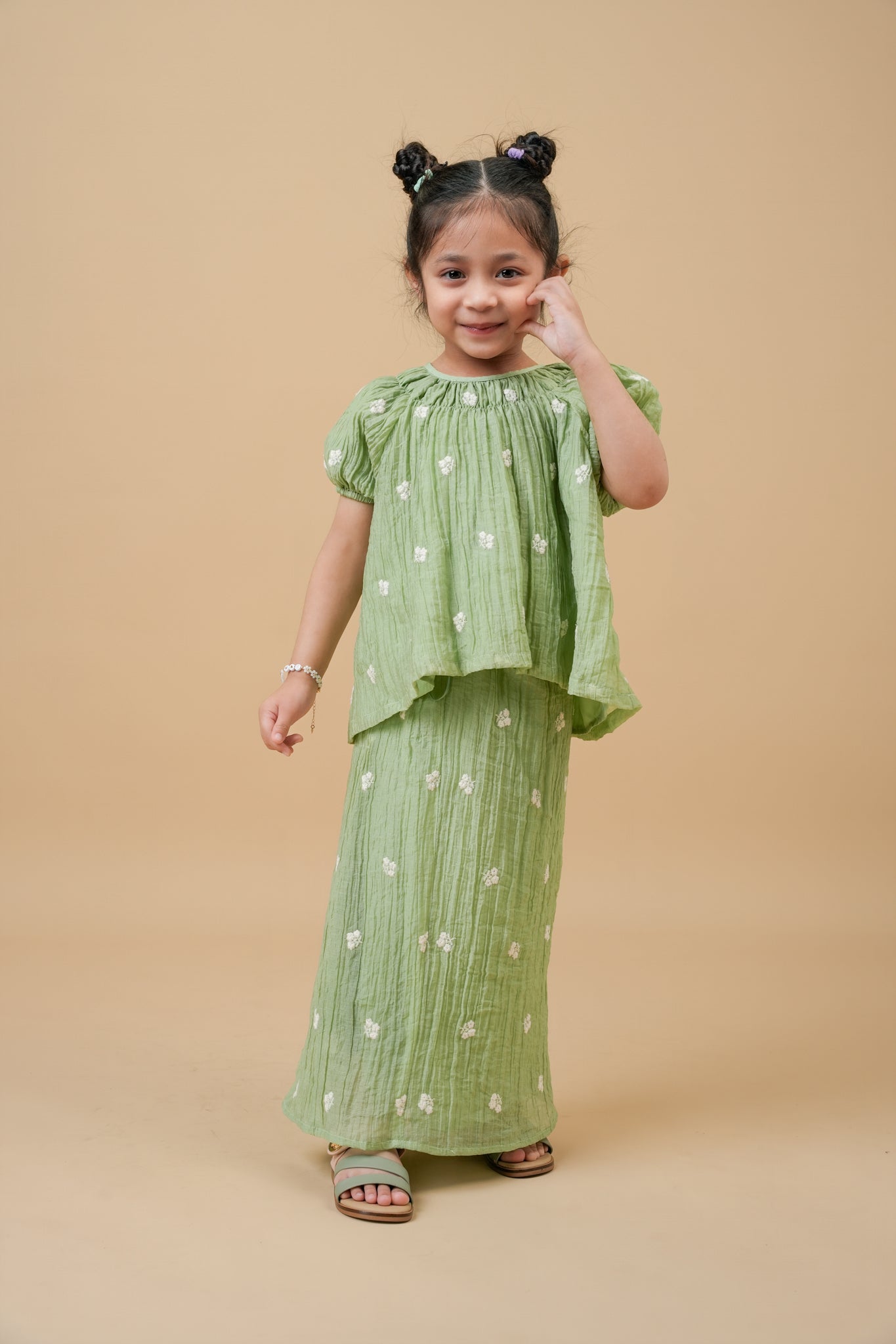 Ayra kids modern kurung in Mint Green