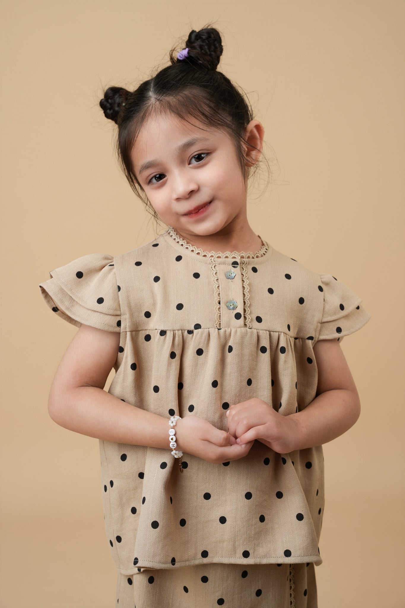 Safiyyah Kids Brown with Black Polka