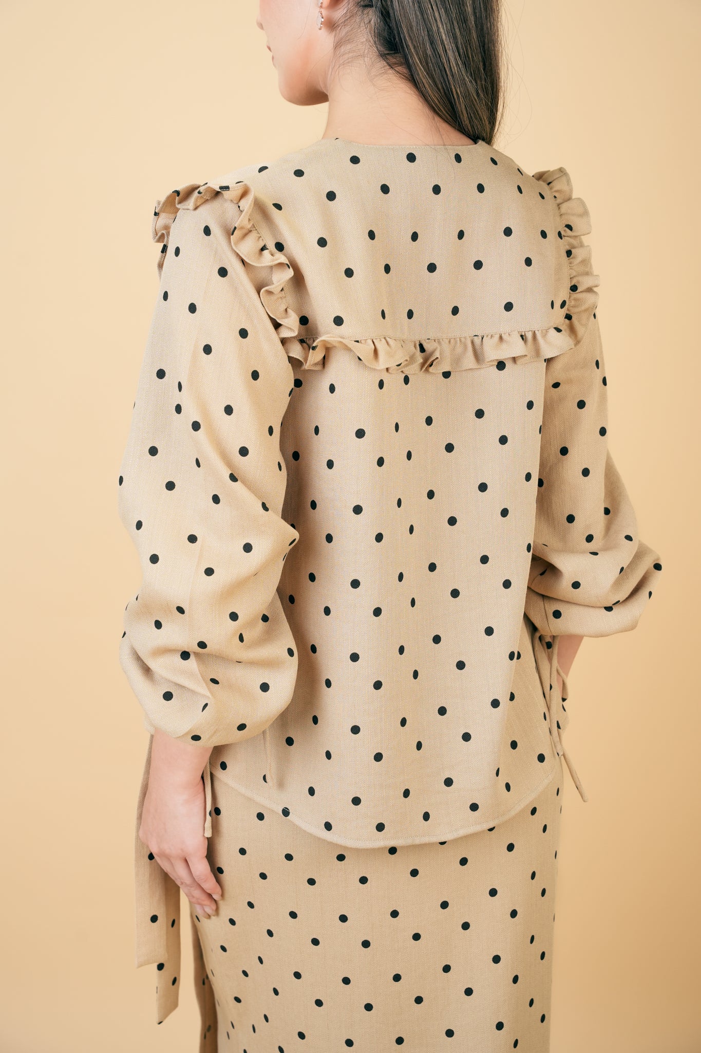Nazili Kurung in Brown and Black Polka Dots