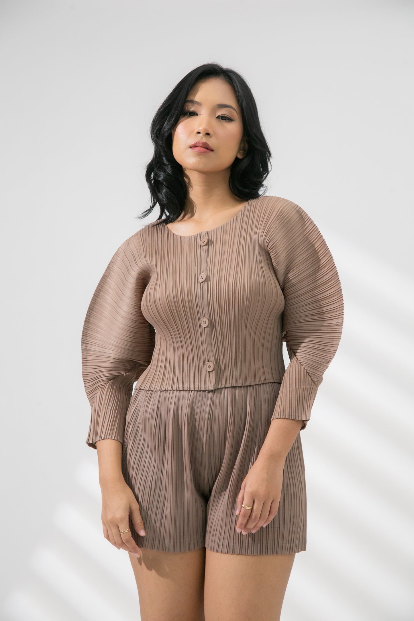 Mia Cardigan Crop Top in Brown