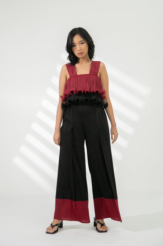 Mardee Crop Top in Red / Black