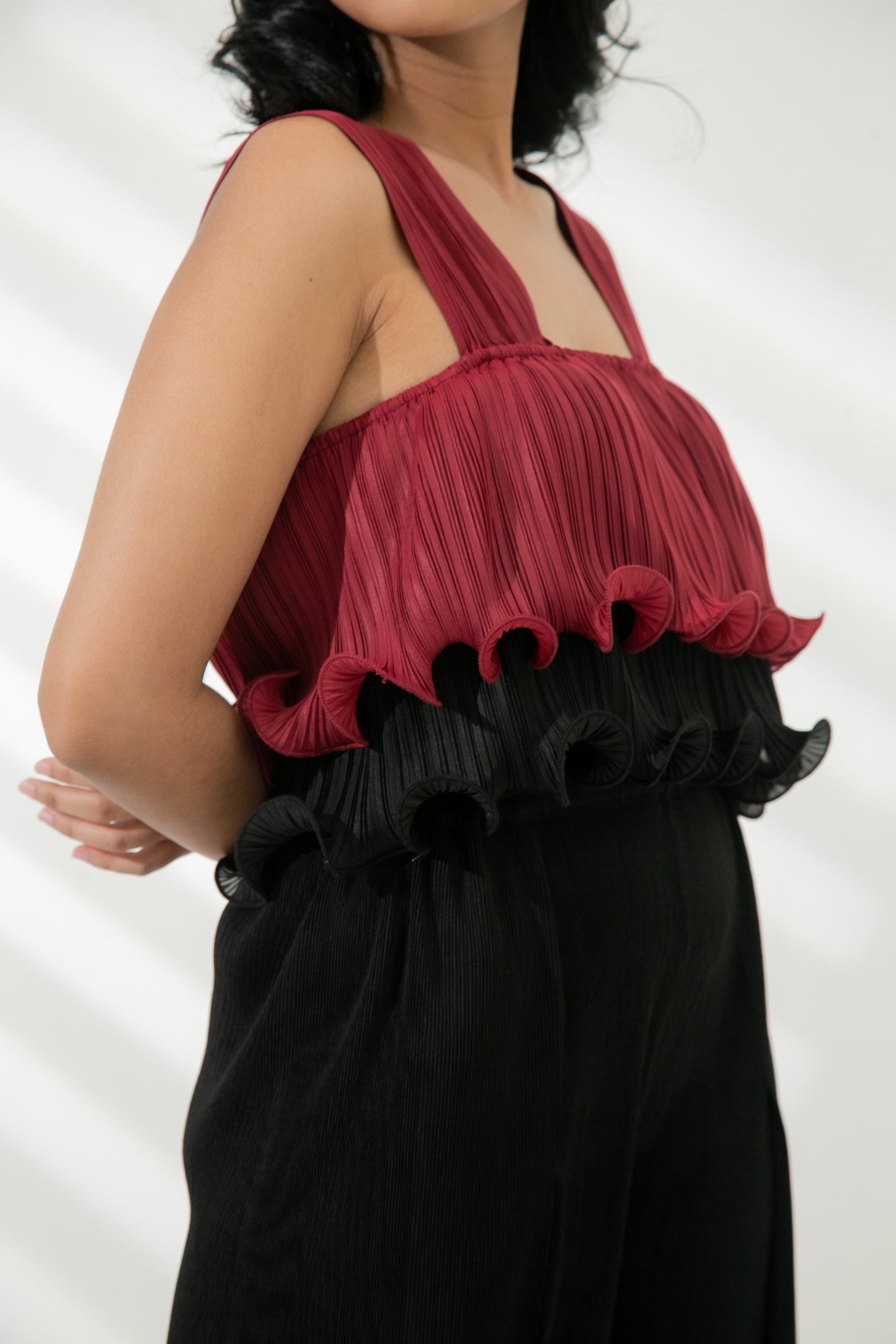 Mardee Crop Top in Red / Black