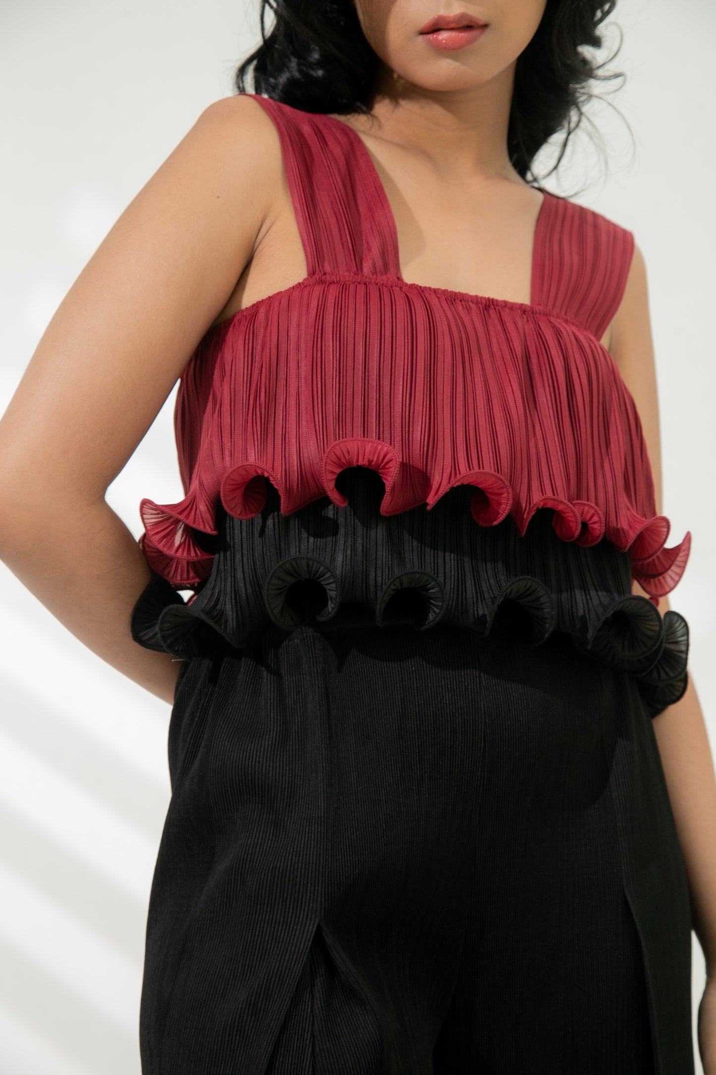 Mardee Crop Top in Red / Black