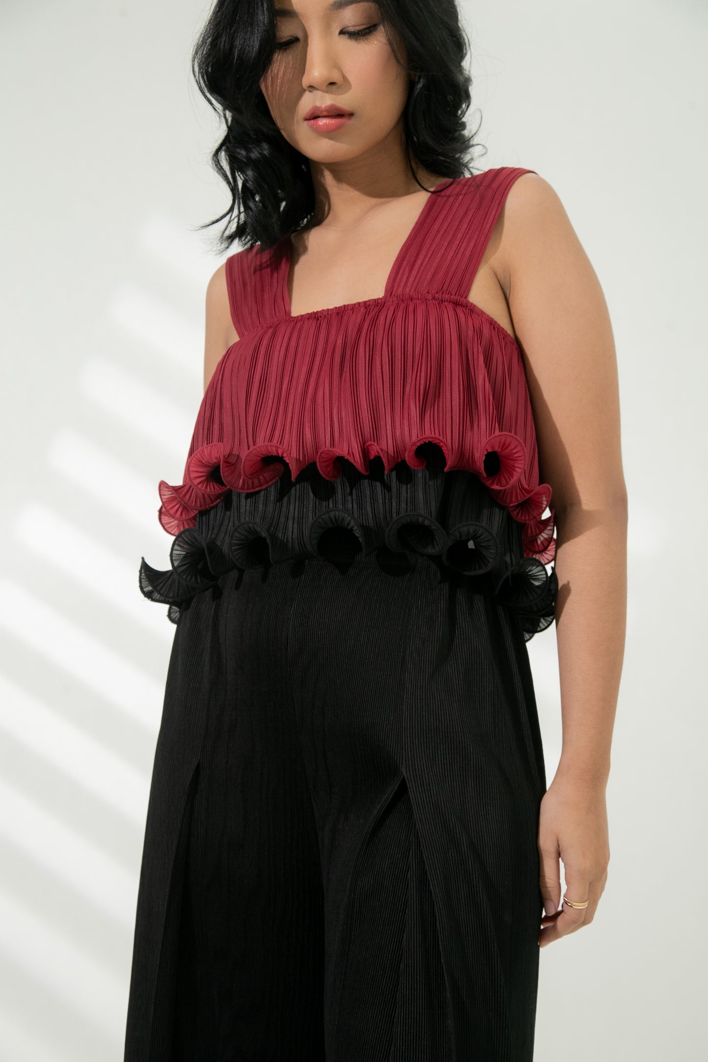 Mardee Crop Top in Red / Black