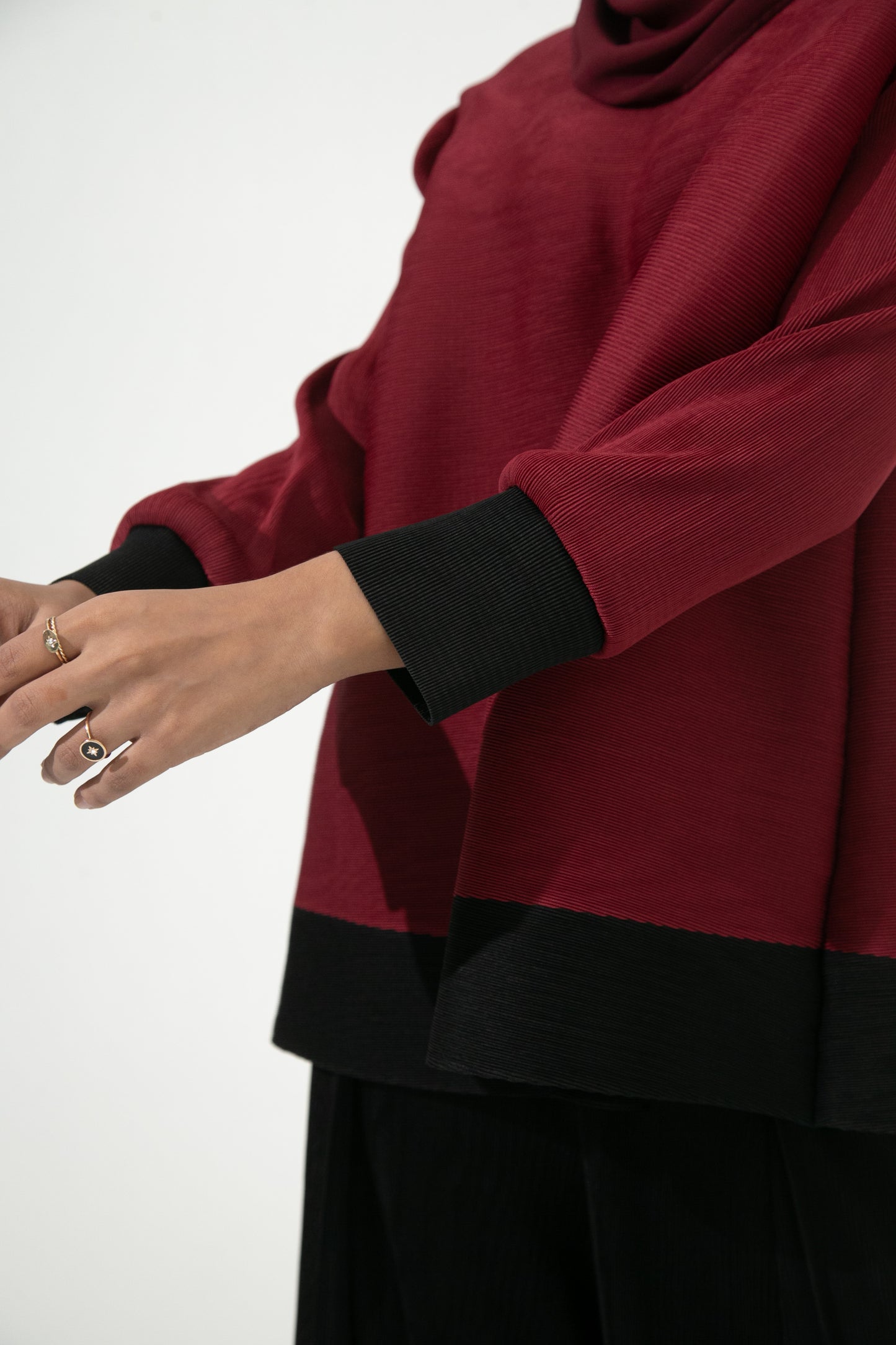 Mardee Long Sleeve Top in Red / Black