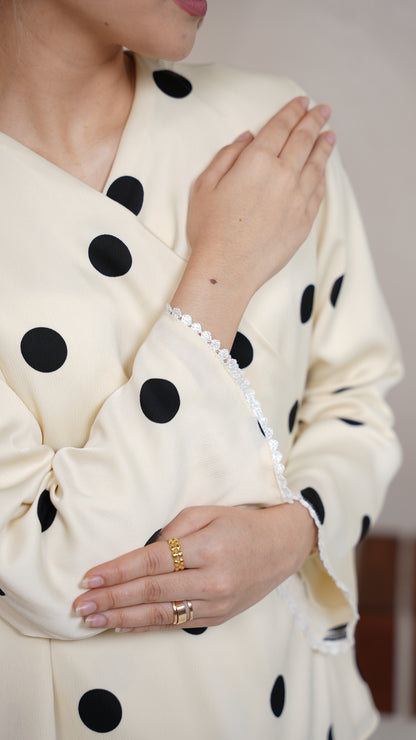 Saloma Kurung in Cream Polka