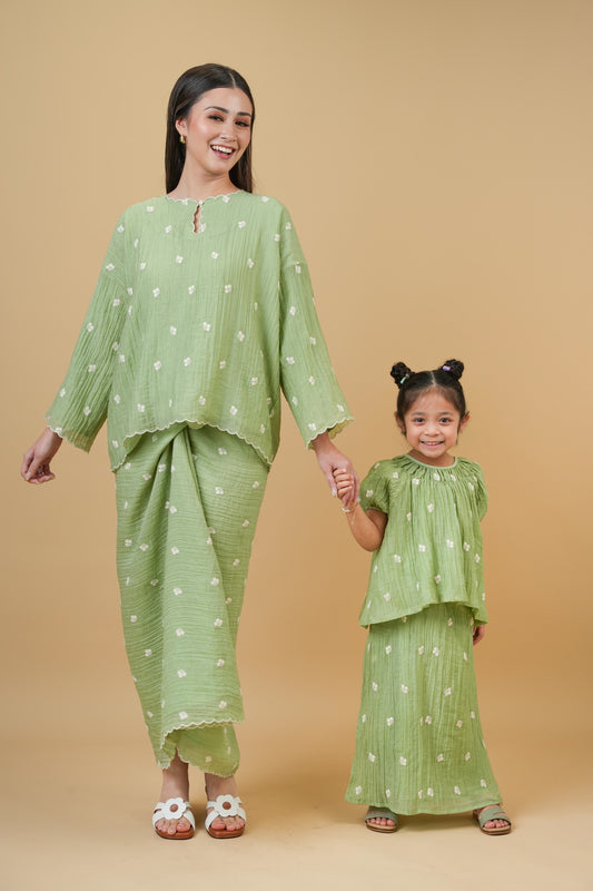 Ayra kids modern kurung in Mint Green