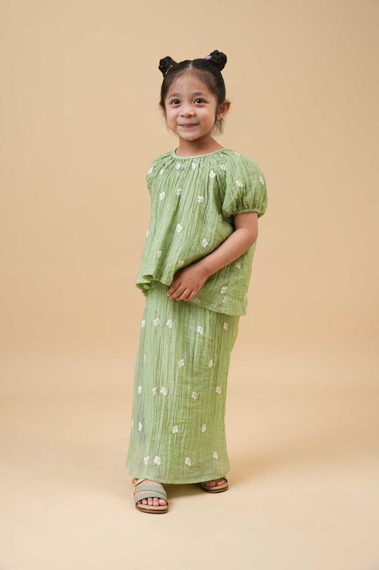 Ayra kids modern kurung in Mint Green