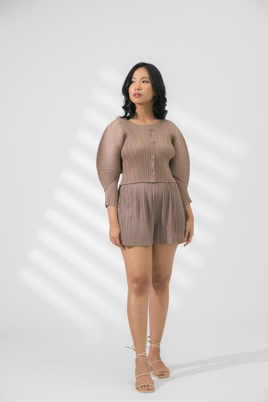 Mia Cardigan Crop Top in Brown