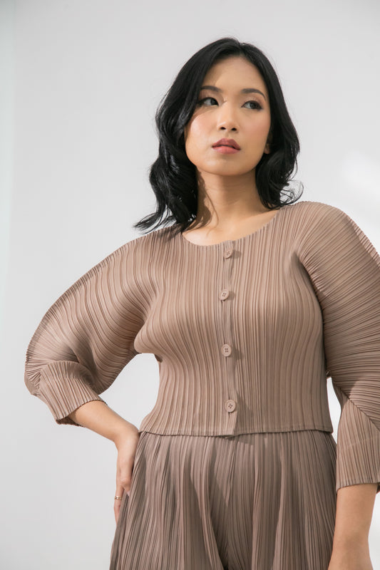 Mia Cardigan Crop Top in Brown